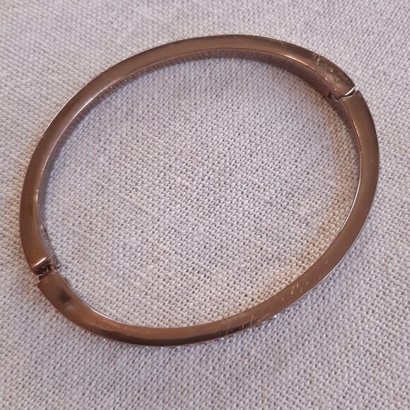 Vince Camuto Dark Shiny Bronze Rhinestone Channel Set Oval Bangle - Picture 5 of 10